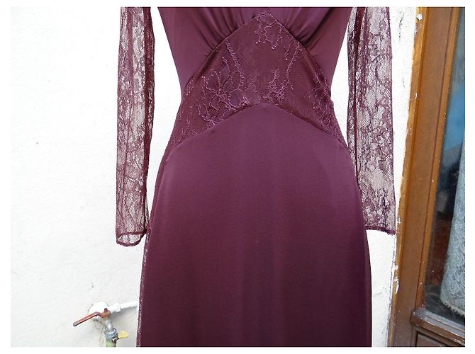 Abito Blumarine in seta e pizzo rosso scuro Bordò - vista 4