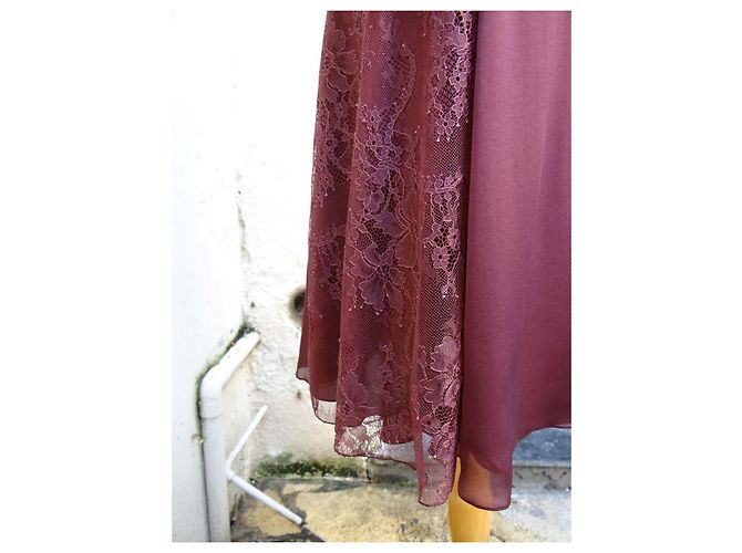 Abito Blumarine in seta e pizzo rosso scuro Bordò - vista 5
