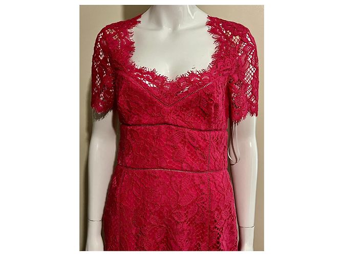 Marchesa Abito da cocktail fucsia a tubino con schiena scoperta Rosa Fuschia - vista 4