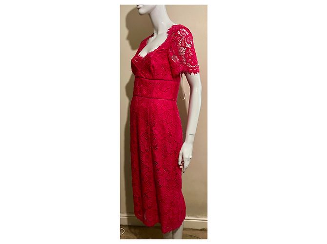 Marchesa Abito da cocktail fucsia a tubino con schiena scoperta Rosa Fuschia - vista 6