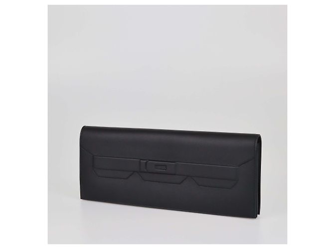 Pochette Birkin Shadow in Swift Nero di Hermès - vista 2