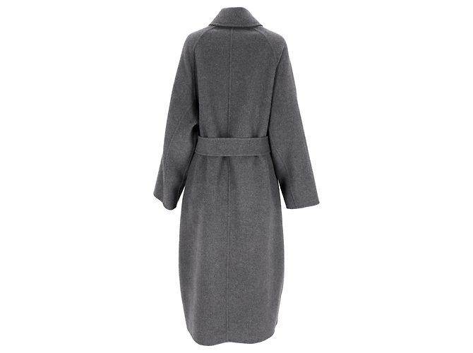 Ami Alexandre Mattiussi Single-Breasted Belted Coat in Grey Wool - view 3