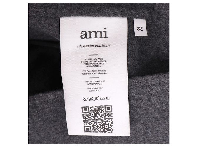 Ami Alexandre Mattiussi Single-Breasted Belted Coat in Grey Wool - view 5