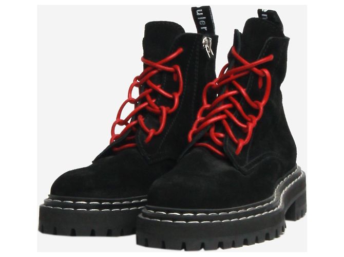 Proenza Schouler Schwarze Wildleder-Stiefeletten mit doppelter Naht - Größe EU 37,5 - Ansicht 2
