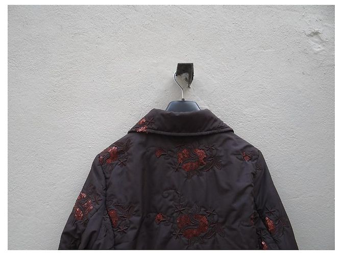 Giacca Christian Dior Marrone in Cotone con Paillettes e Ricami - vista 6
