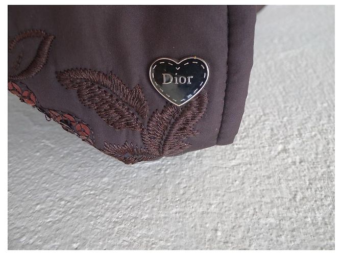 Giacca Christian Dior Marrone in Cotone con Paillettes e Ricami - vista 8