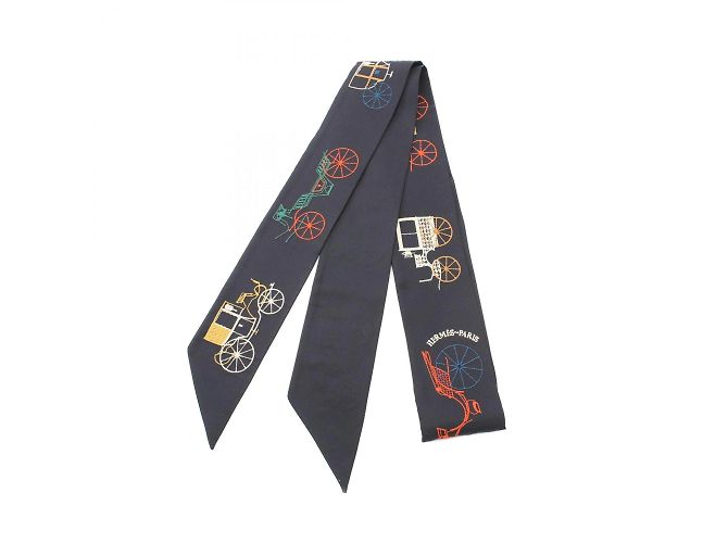 Hermès Long Twilly A Toute Berline Schal Schwarz - Ansicht 2