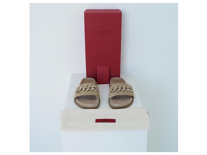 Sandalias Valentino Garavani de ante y cuero beige - vista 4