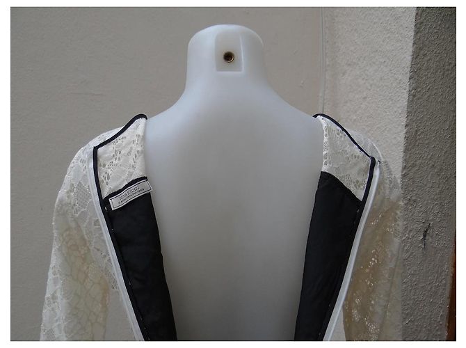 Vestido Nina Ricci de encaje de algodón crema Crudo - vista 10