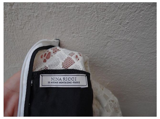 Vestido Nina Ricci de encaje de algodón crema Crudo - vista 11