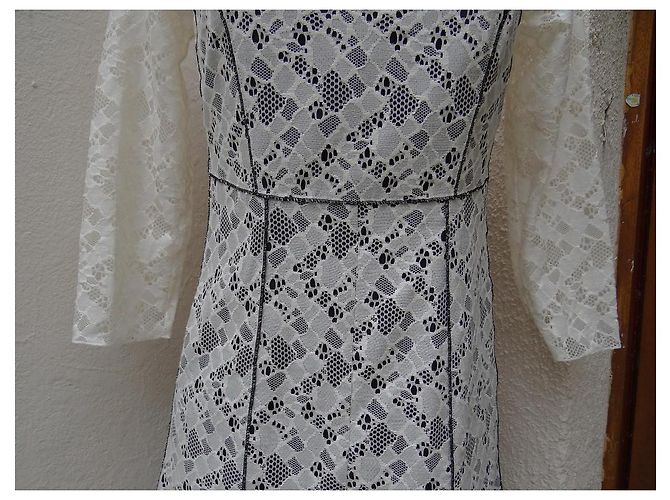 Vestido Nina Ricci de encaje de algodón crema Crudo - vista 3