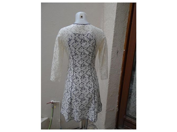 Vestido Nina Ricci de encaje de algodón crema Crudo - vista 8