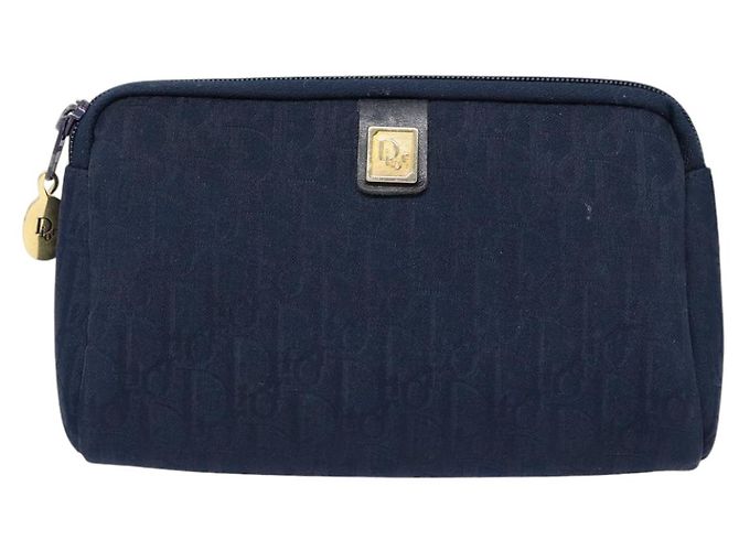 Pochette in tela Trotter Christian Dior blu navy oro Auth bs17208 D'oro - vista 13