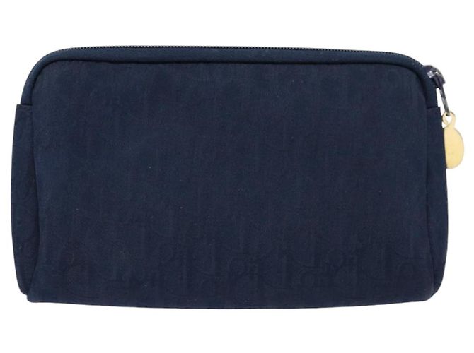 Pochette in tela Trotter Christian Dior blu navy oro Auth bs17208 D'oro - vista 2