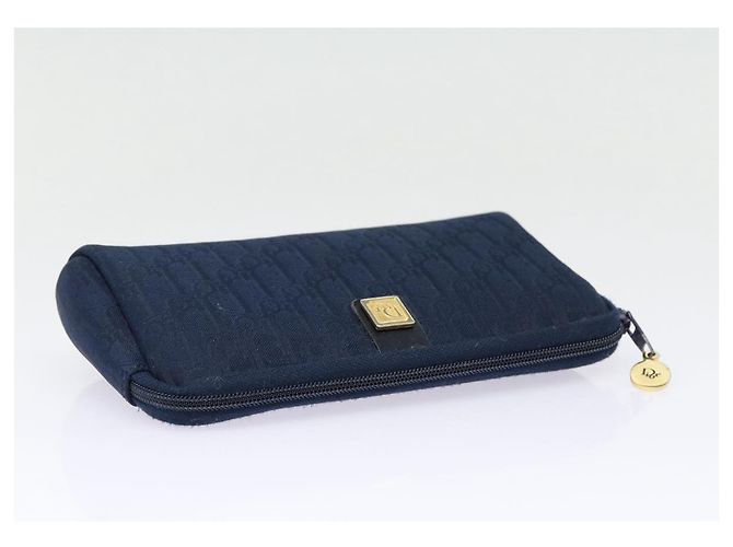 Pochette in tela Trotter Christian Dior blu navy oro Auth bs17208 D'oro - vista 5
