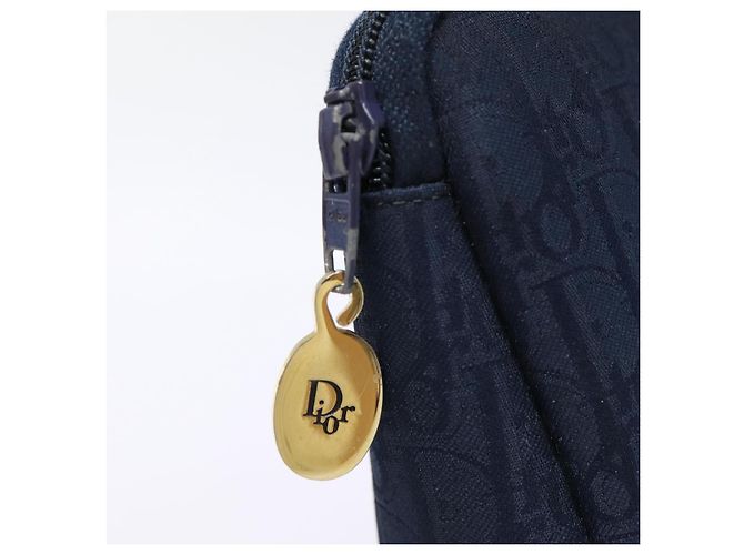 Pochette in tela Trotter Christian Dior blu navy oro Auth bs17208 D'oro - vista 9