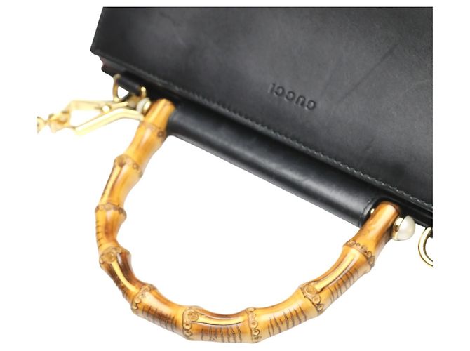 Gucci Bamboo Lederhandtasche Schwarz - Ansicht 12