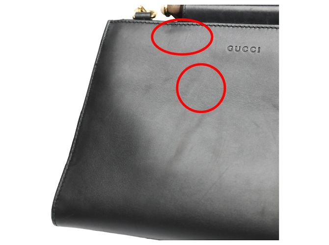 Gucci Bamboo Lederhandtasche Schwarz - Ansicht 14