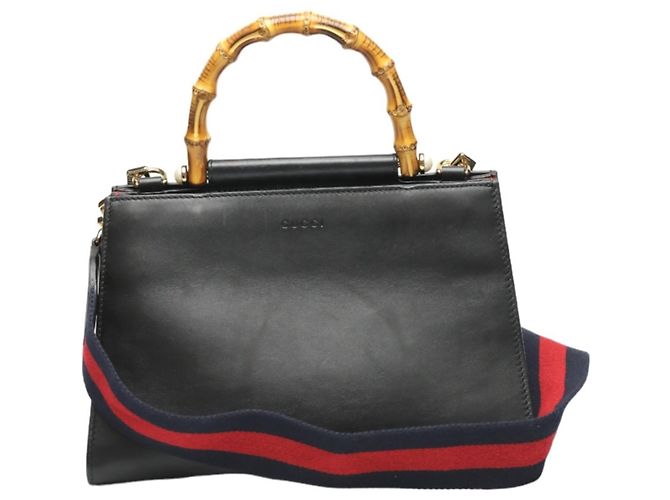Gucci Bamboo Lederhandtasche Schwarz - Ansicht 2