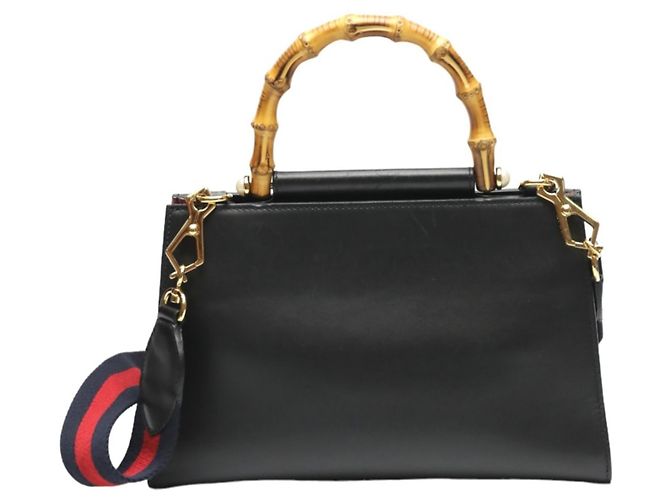 Gucci Bamboo Lederhandtasche Schwarz - Ansicht 3