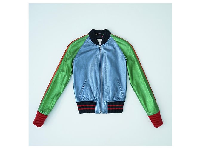 Gucci metallic leather bomber jacket Multiple colors - view 3