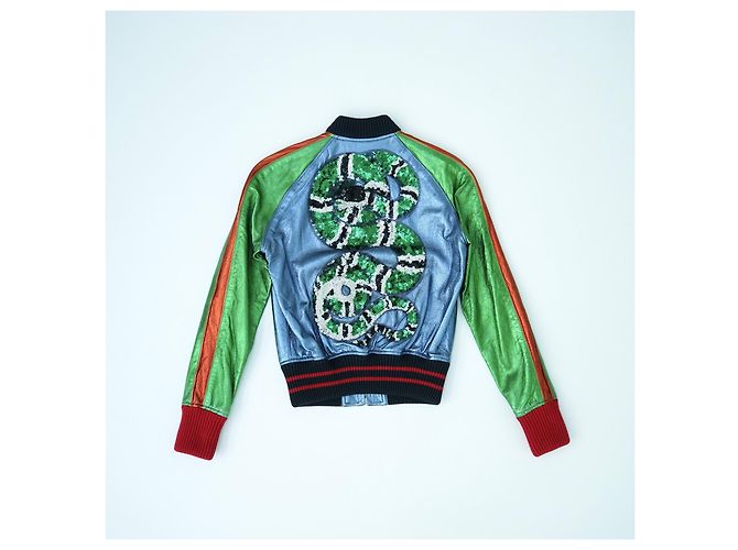 Gucci metallic leather bomber jacket Multiple colors - view 5