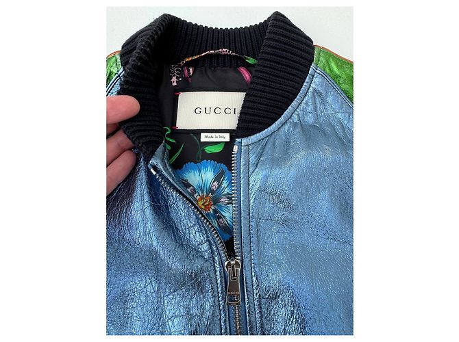 Gucci metallic leather bomber jacket Multiple colors - view 6