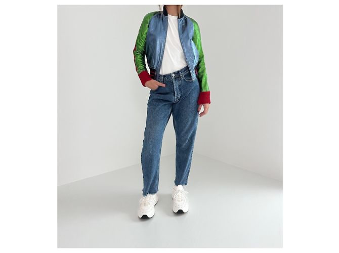 Gucci metallic leather bomber jacket Multiple colors - view 9