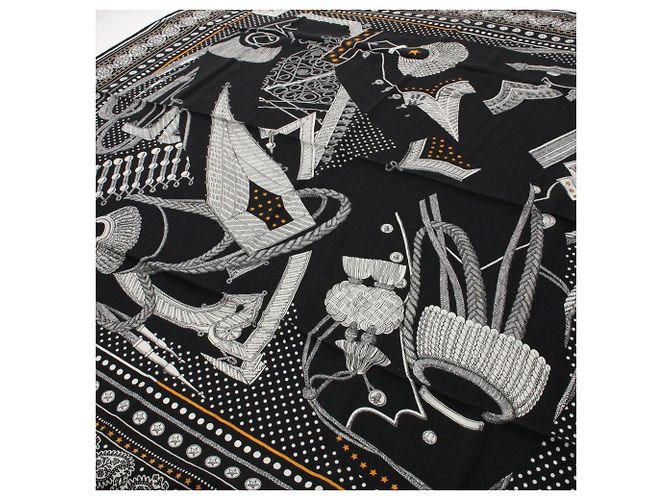 Hermès Sciarpa Hermes Carre Gean 140 Zouaves e Dragoni Nero Multicolore - vista 5