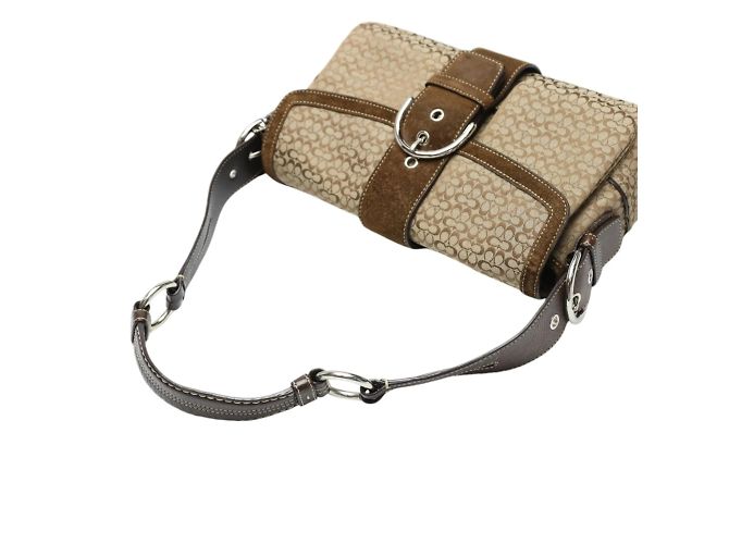 Borsa a Spalla in Tela con Firma COACH Marrone - vista 10