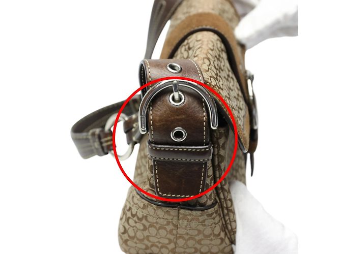 Borsa a Spalla in Tela con Firma COACH Marrone - vista 12