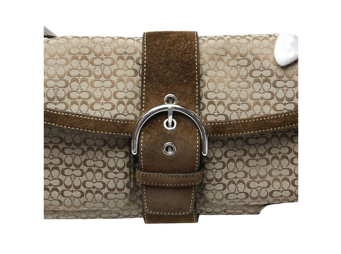 Borsa a Spalla in Tela con Firma COACH Marrone - vista 13