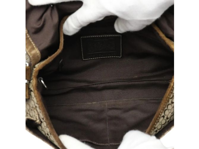 Borsa a Spalla in Tela con Firma COACH Marrone - vista 15