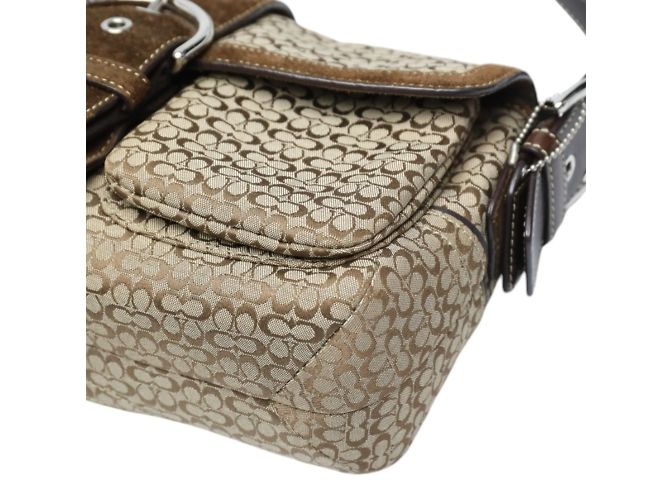 Borsa a Spalla in Tela con Firma COACH Marrone - vista 7