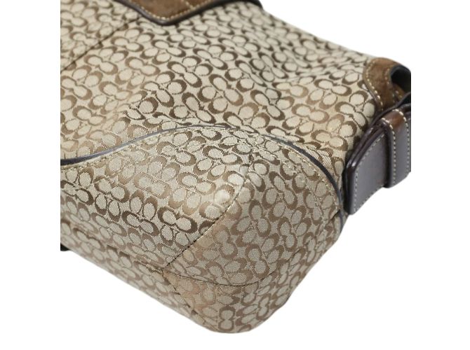 Borsa a Spalla in Tela con Firma COACH Marrone - vista 9