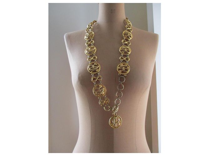 Nina Ricci Gürtel/Halskette aus goldfarbenem Metall. Gold hardware - Ansicht 7