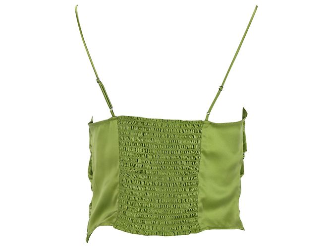 Top asimétrico fruncido Reformation en seda verde - vista 3