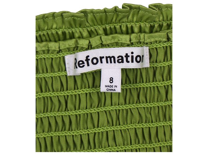 Top asimétrico fruncido Reformation en seda verde - vista 4