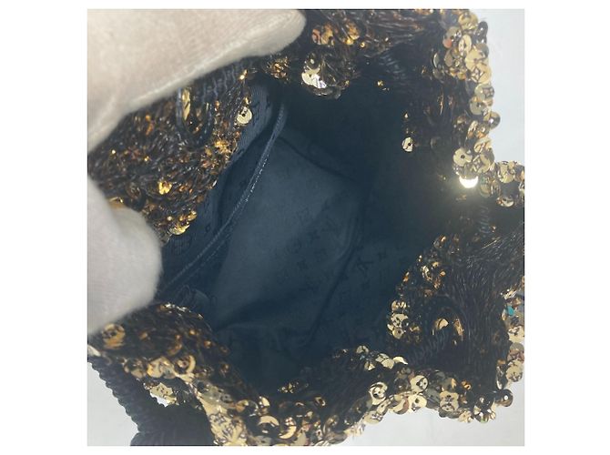 Borsa a spalla Louis Vuitton M40322 Noe Rococo interamente in paillettes Nero D'oro - vista 10