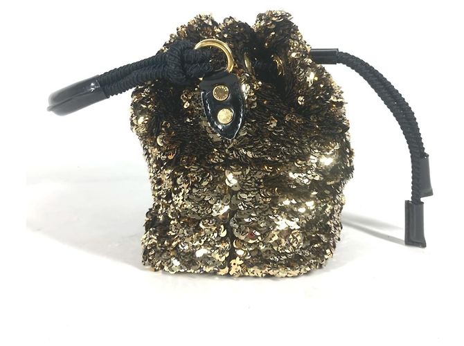 Borsa a spalla Louis Vuitton M40322 Noe Rococo interamente in paillettes Nero D'oro - vista 2