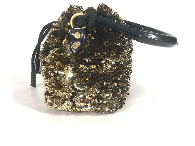 Borsa a spalla Louis Vuitton M40322 Noe Rococo interamente in paillettes Nero D'oro - vista 3