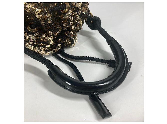 Borsa a spalla Louis Vuitton M40322 Noe Rococo interamente in paillettes Nero D'oro - vista 9