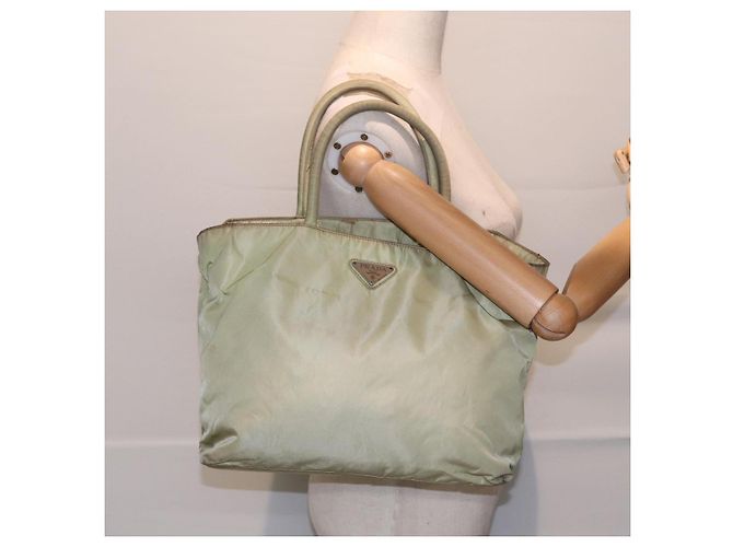 PRADA Borsa Tote Nylon Argento Verde Pistacchio Auth hk1563 - vista 23