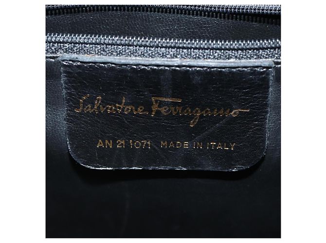 Borsa a Spalla Gancini Salvatore Ferragamo Smalto Nero Oro Auth 87741 - vista 12
