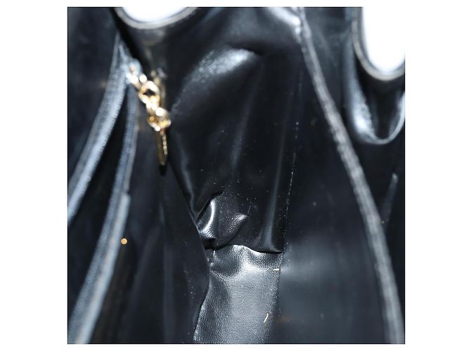 Borsa a Spalla Gancini Salvatore Ferragamo Smalto Nero Oro Auth 87741 - vista 18