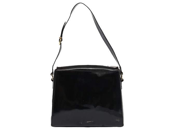 Borsa a Spalla Gancini Salvatore Ferragamo Smalto Nero Oro Auth 87741 - vista 2