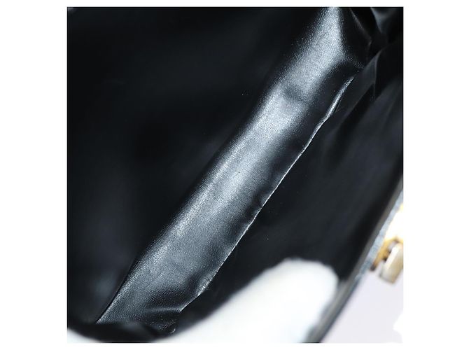 Borsa a Spalla Gancini Salvatore Ferragamo Smalto Nero Oro Auth 87741 - vista 21