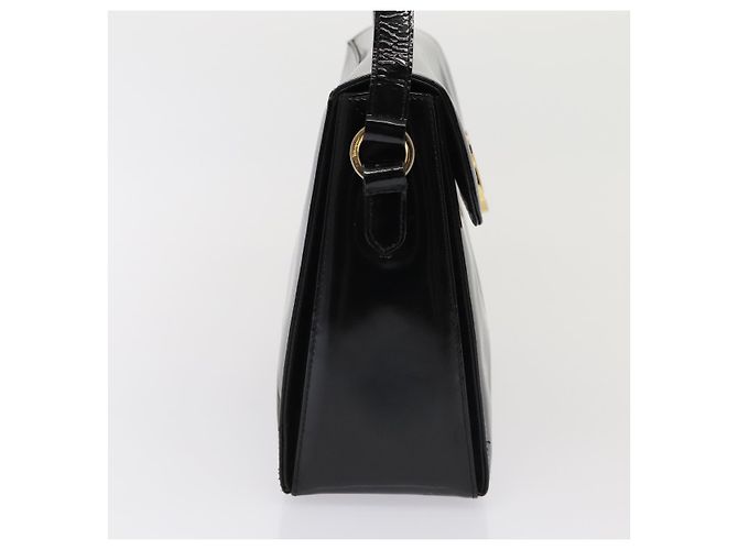 Borsa a Spalla Gancini Salvatore Ferragamo Smalto Nero Oro Auth 87741 - vista 4