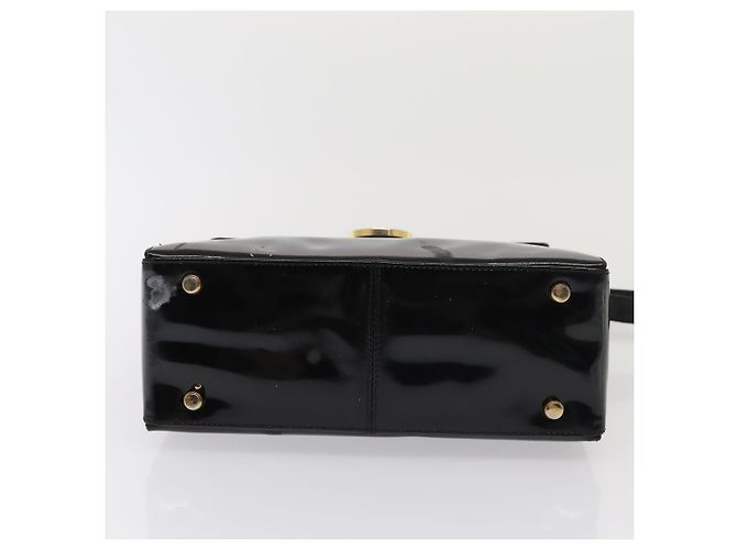 Borsa a Spalla Gancini Salvatore Ferragamo Smalto Nero Oro Auth 87741 - vista 6