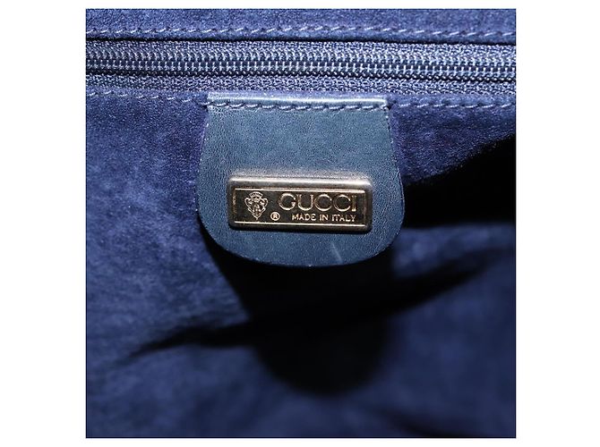 Borsa a Spalla GUCCI in Pelle Blu Navy Oro 001 090 0729 Auth yk14384 D'oro - vista 19